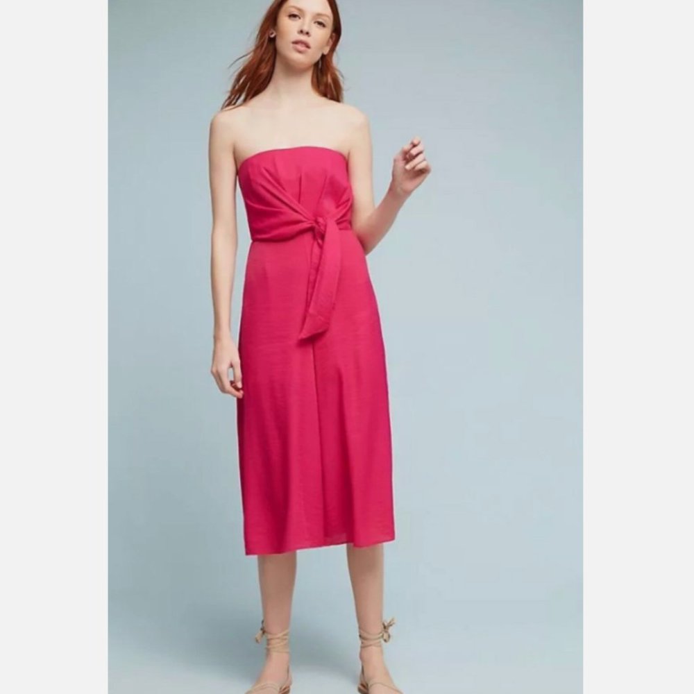 Anthropologie Pink Strapless Brin Jumpsuit by Maeve